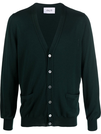 Shop D4.0 Fine Knit V-neck Cardigan In Green