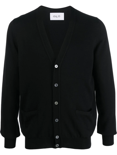 Shop D4.0 Fine Knit V-neck Cardigan In Black