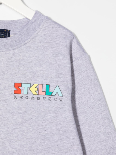 Shop Stella Mccartney Logo Crew-neck Sweatshirt In Grey