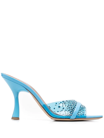 Shop Malone Souliers Julia 90mm Crystal-embellished Sandals In Blue