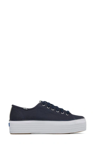 Keds Women's Triple Up Canvas Metallic Platform Casual Sneakers From Finish Line In Navy Silver