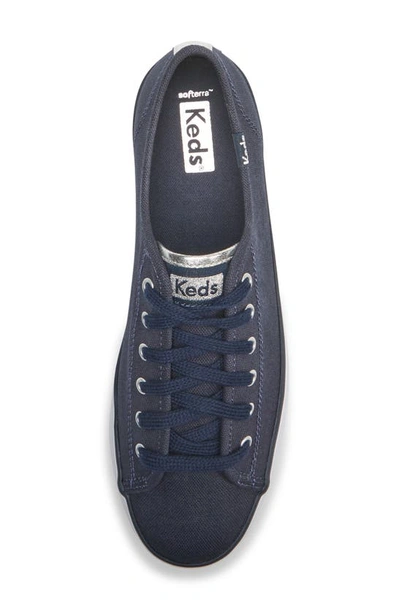 Keds Women's Triple Up Canvas Metallic Platform Casual Sneakers From Finish Line In Navy Silver