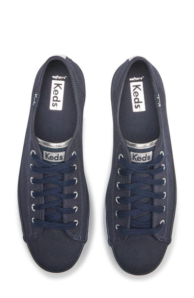 Keds Women's Triple Up Canvas Metallic Platform Casual Sneakers From Finish Line In Navy Silver