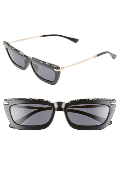 Shop Jimmy Choo Vela 55mm Flat Top Sunglasses In Black/ Grey Blue
