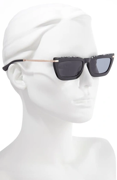 Shop Jimmy Choo Vela 55mm Flat Top Sunglasses In Black/ Grey Blue