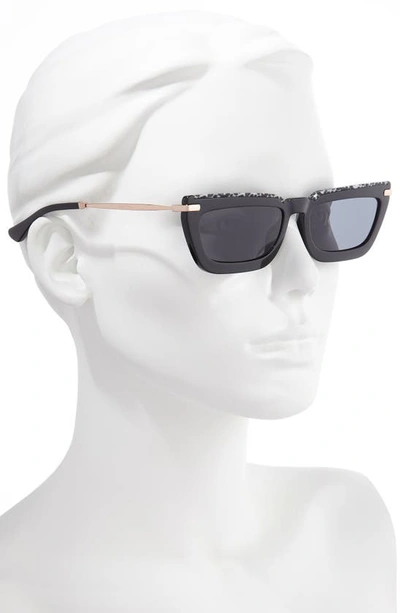 Jimmy Choo Vela 55mm Flat Top Sunglasses In Black/ Grey Blue