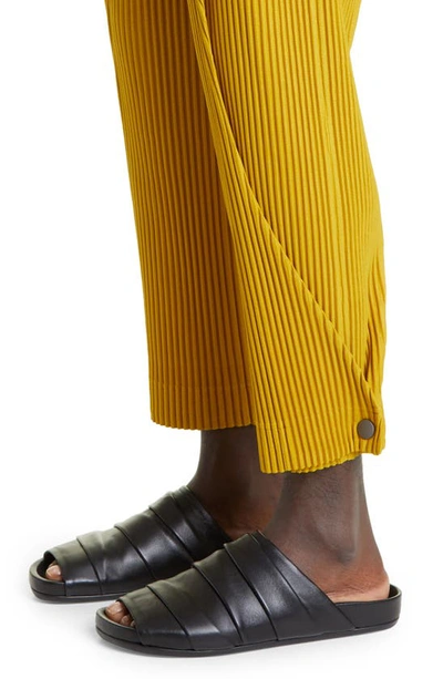 Shop Issey Miyake Bow Pleated Pants In Mustard