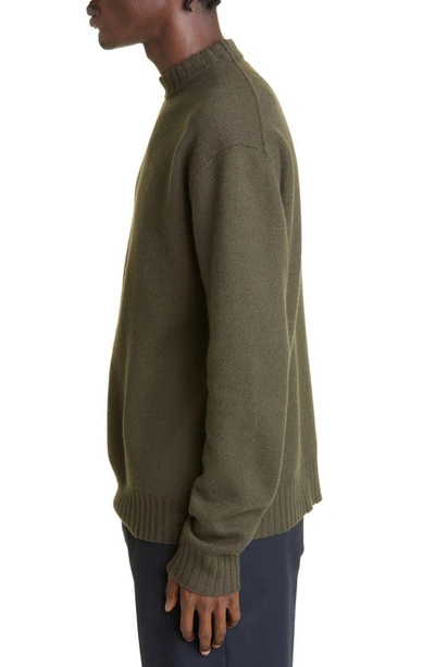 Shop Jil Sander Classic Crewneck Wool Sweater In Military Green