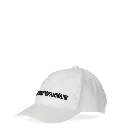 Shop Emporio Armani White Baseball Cap With Logo In Bianco