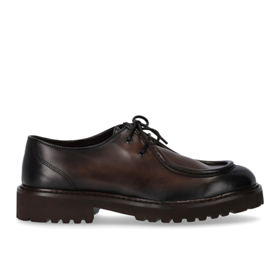 Shop Doucal's Doucals Dark Brown Derby Lace Up In T.moro