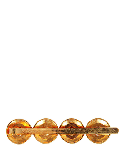 Shop Versace Multi Logo Hair Clip In Kot Gold Tribute