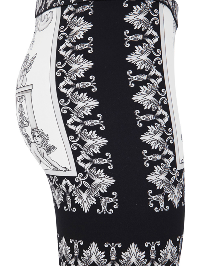 Shop Versace Baroque Patterned Leggings In Black White