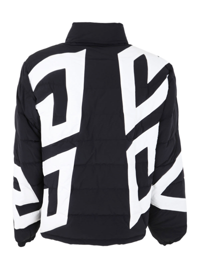 Shop Versace Down Jacket With Logo In Black White