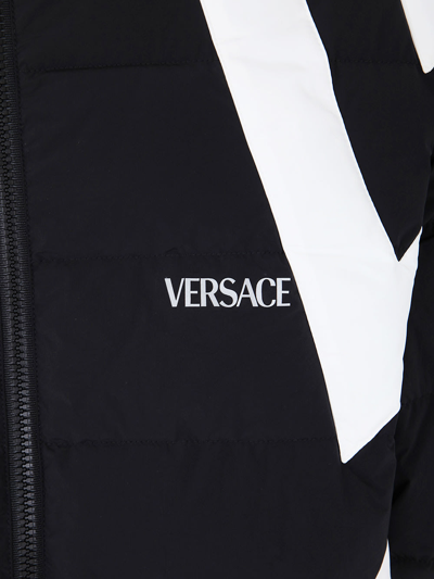 Shop Versace Down Jacket With Logo In Black White