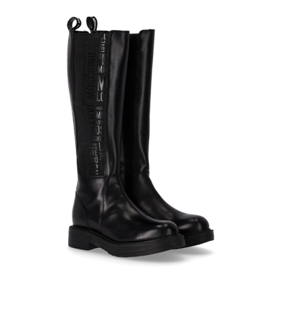 Shop Love Moschino Black High Boot With Logo In Nero