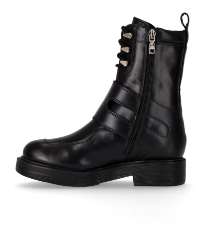 Shop Love Moschino Black Combat Boot With Buckles In Nero