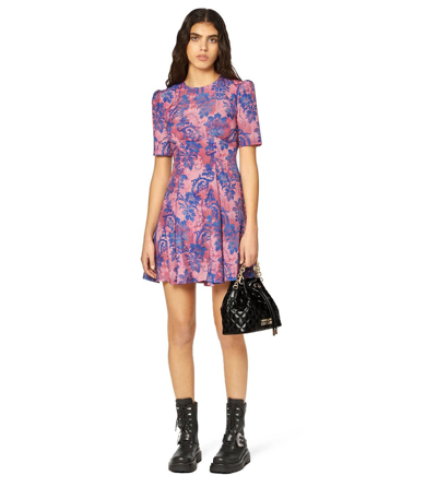 Shop Versace Jeans Couture Tapestry Pink Blue Dress In Rosa