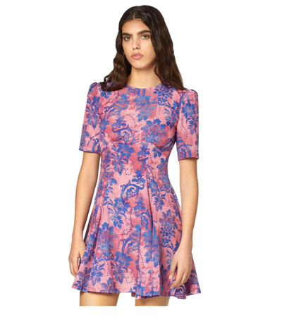 Shop Versace Jeans Couture Tapestry Pink Blue Dress In Rosa