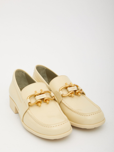 Shop Bottega Veneta Monsieur Cream Loafers