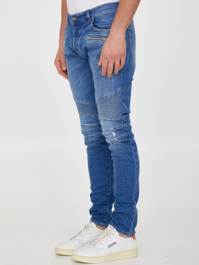 Shop Balmain Blue Denim Jeans In Light Blue
