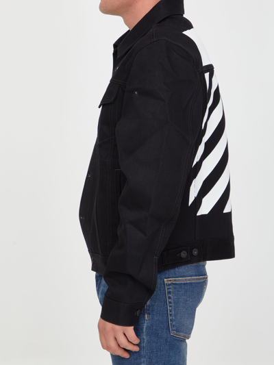 Shop Off-white Diagonal Denim Jacket In Black