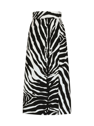 Shop Dolce & Gabbana Zebra Skirt In Hwagn Zebra White