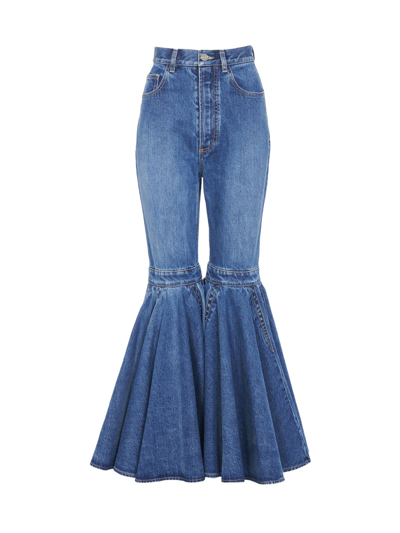 Shop Alaïa Crinoline Jeans In Bleu Jeans