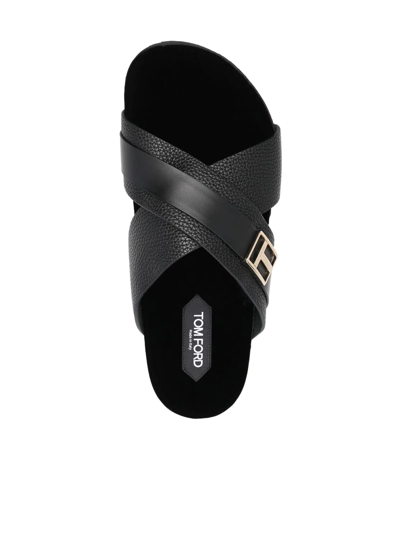 Shop Tom Ford Buttery Large Grain Sandals In Black