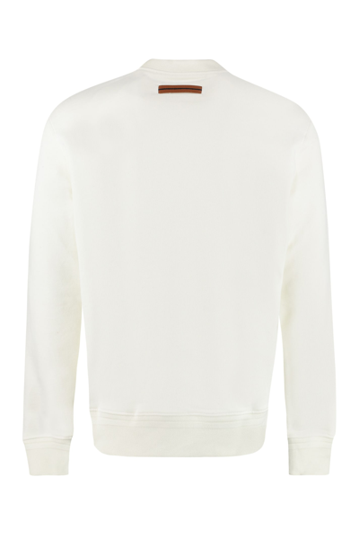Shop Z Zegna Logo Detail Cotton Sweatshirt In White
