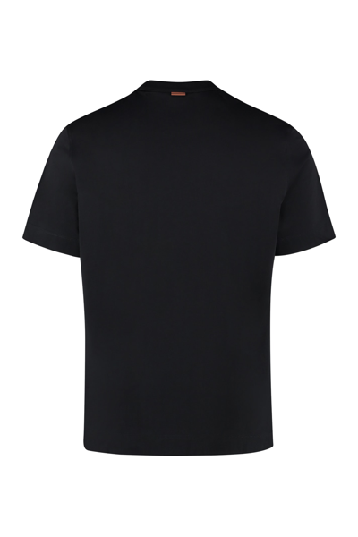 Shop Z Zegna Logo Cotton T-shirt In Black