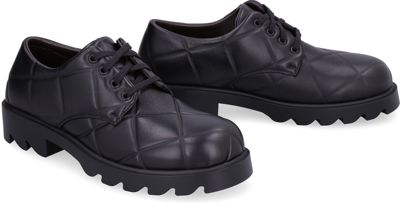 Shop Bottega Veneta Strut Grid Quilted Leather Lace-up Shoes In Black