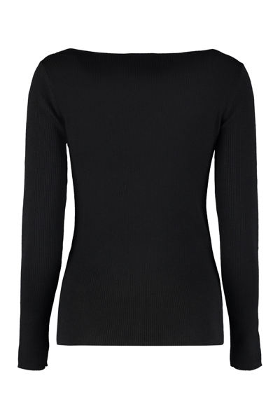 Shop P.a.r.o.s.h Leila Ribbed Sweater In Black