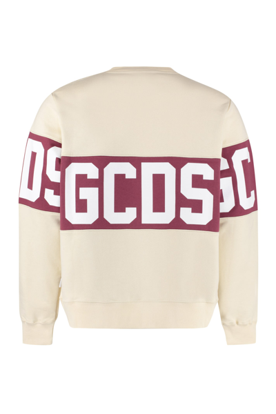 Shop Gcds Logo Detail Cotton Sweatshirt In Panna