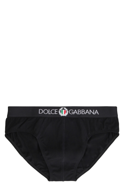 Shop Dolce & Gabbana Cotton Briefs With Elastic Band In Black