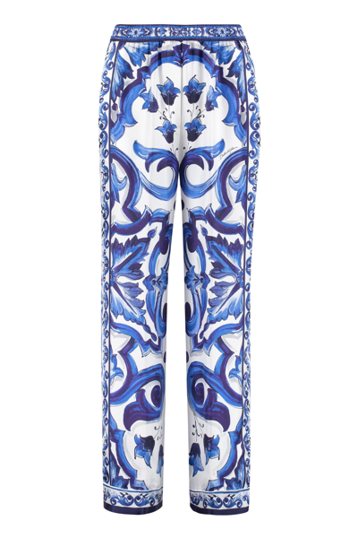 Shop Dolce & Gabbana Printed Silk Pants In Multicolor