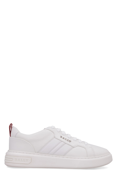 Shop Bally Maxim Leather Sneakers In White