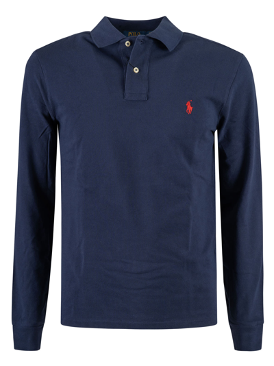Shop Ralph Lauren Long-sleeved Polo Shirt In Newport Navy