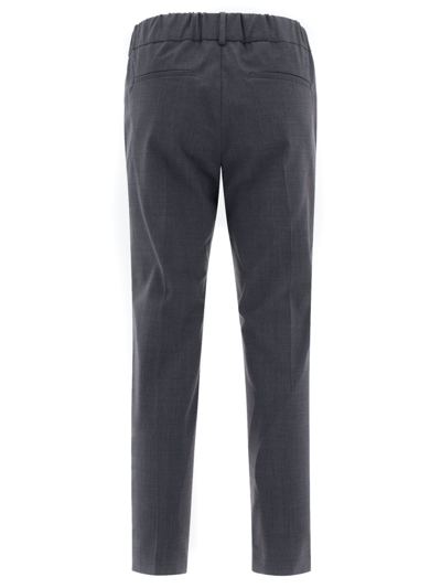 Shop Brunello Cucinelli Grey Virgin Wool Cropped Tailored Trousers In Grigio