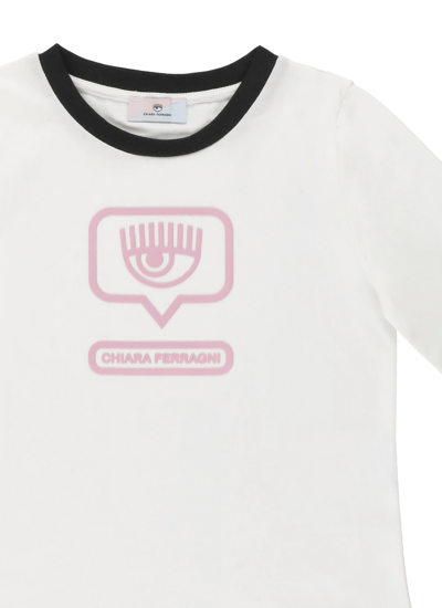 Shop Chiara Ferragni Eyelike T-shirt In Panna