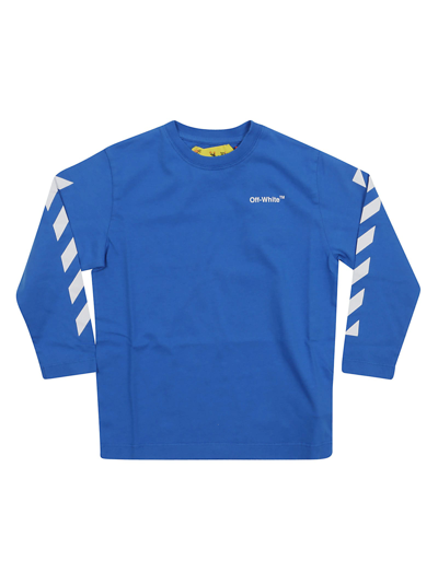 Shop Off-white Helvetica Diag Tee L/s In Blue White