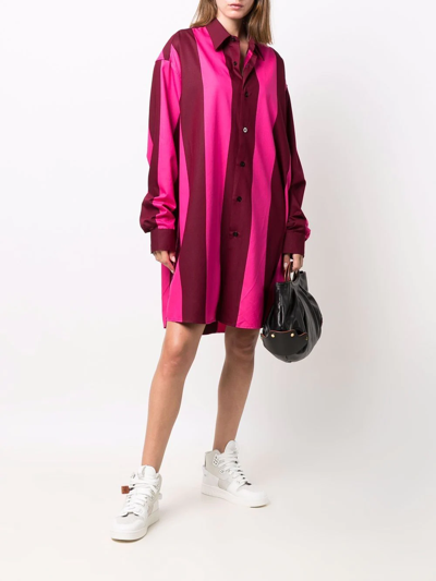 Shop Ami Alexandre Mattiussi Vertical Stripe Shirtdress In Pink