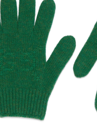 Shop Gucci Knitted Wool Gloves In Green