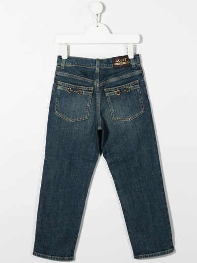 Gucci Horsebit-detail Denim Jeans In Blue