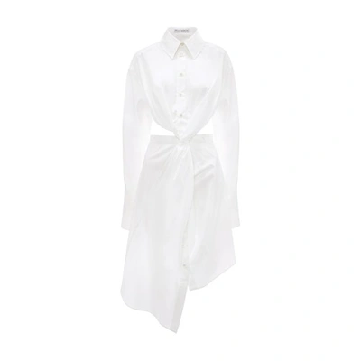 Shop Jw Anderson Twisted Cut Out Shirt Dress In White