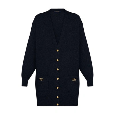 Louis Vuitton Lv Detail Maxi Cardigan In Navy