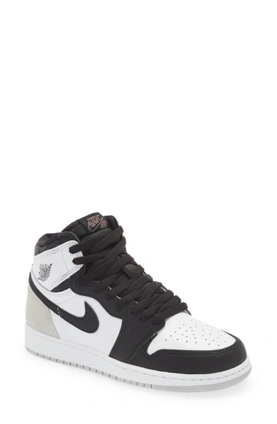 Shop Jordan Kids' Air  1 Retro High Basketball Shoe In White/ Coral/ Black/ Grey