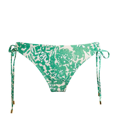 Shop Peony Clover Print Bikini Bottoms In Green