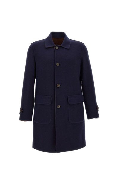 Shop Eleventy Wool Coat In Blue-brown