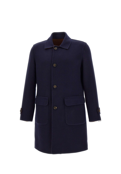 Shop Eleventy Wool Coat In Blue-brown