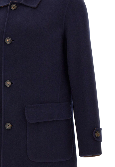 Shop Eleventy Wool Coat In Blue-brown